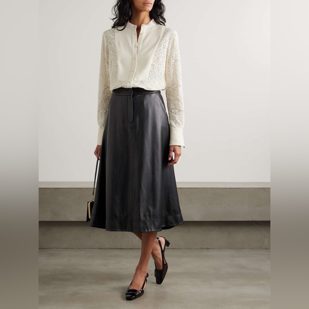 Veronica Beard Naya Crepe-Trimmed Corded Lace Silk-Blend Shirt, Brand New.